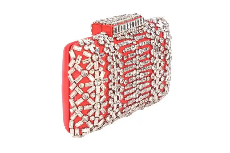 Ruby radiance embellished clutch