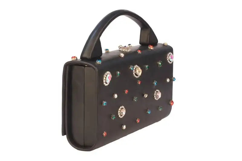 Midnight black jewel mini handbag