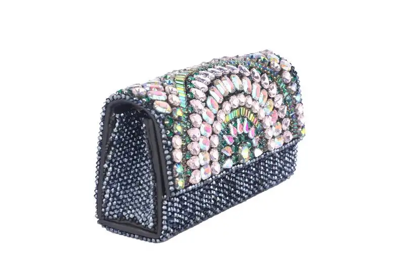 Midnight radiance embellished clutch