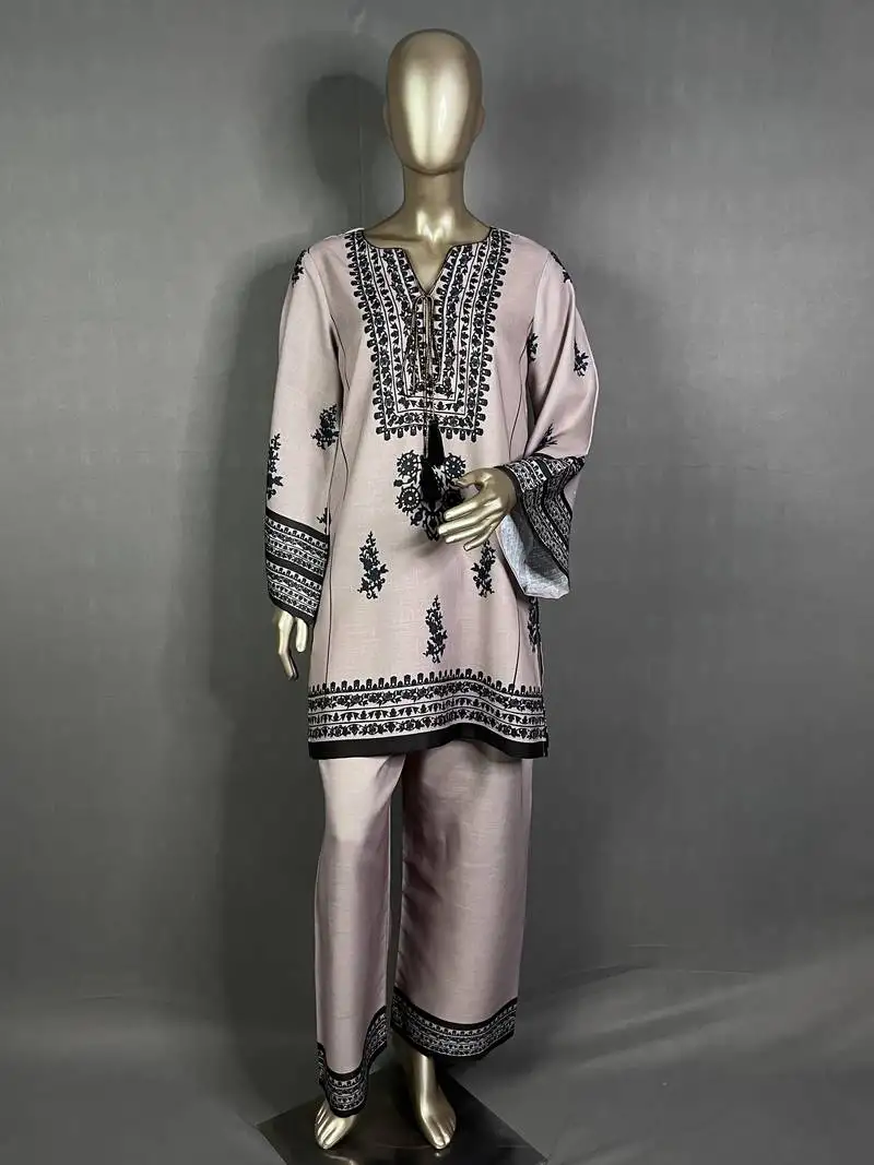 Beige mumtaz oversized printed kurta set