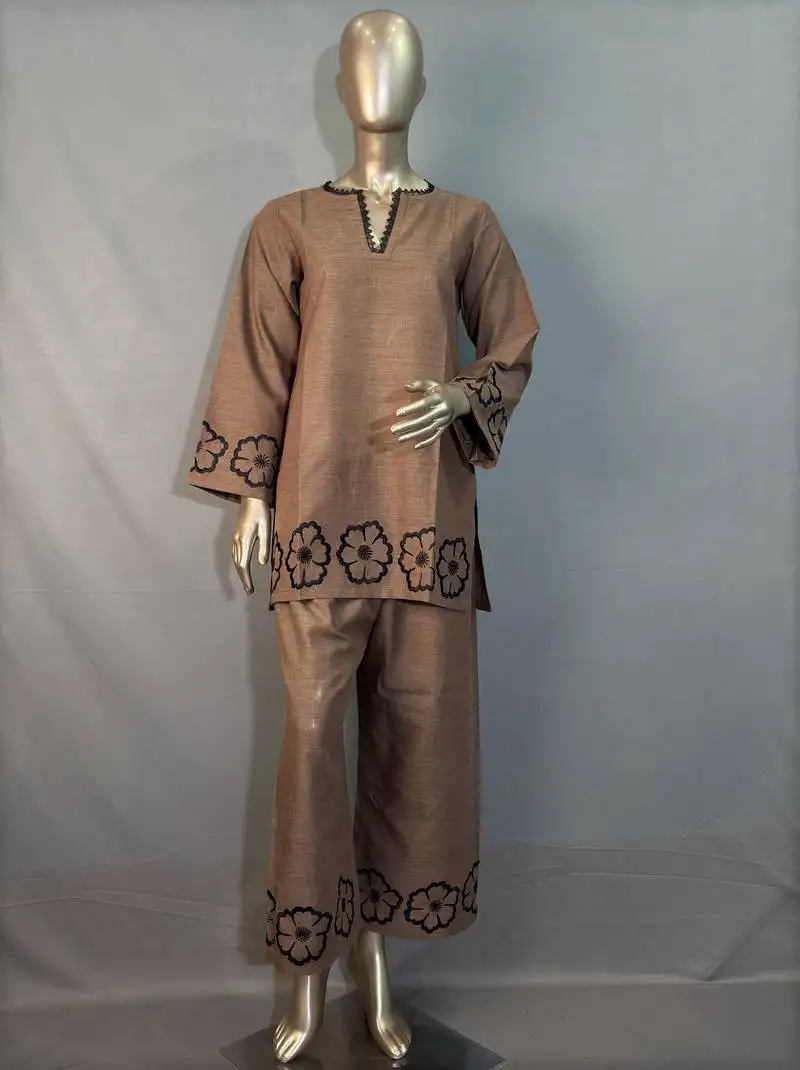 Brown embroidered kurta set