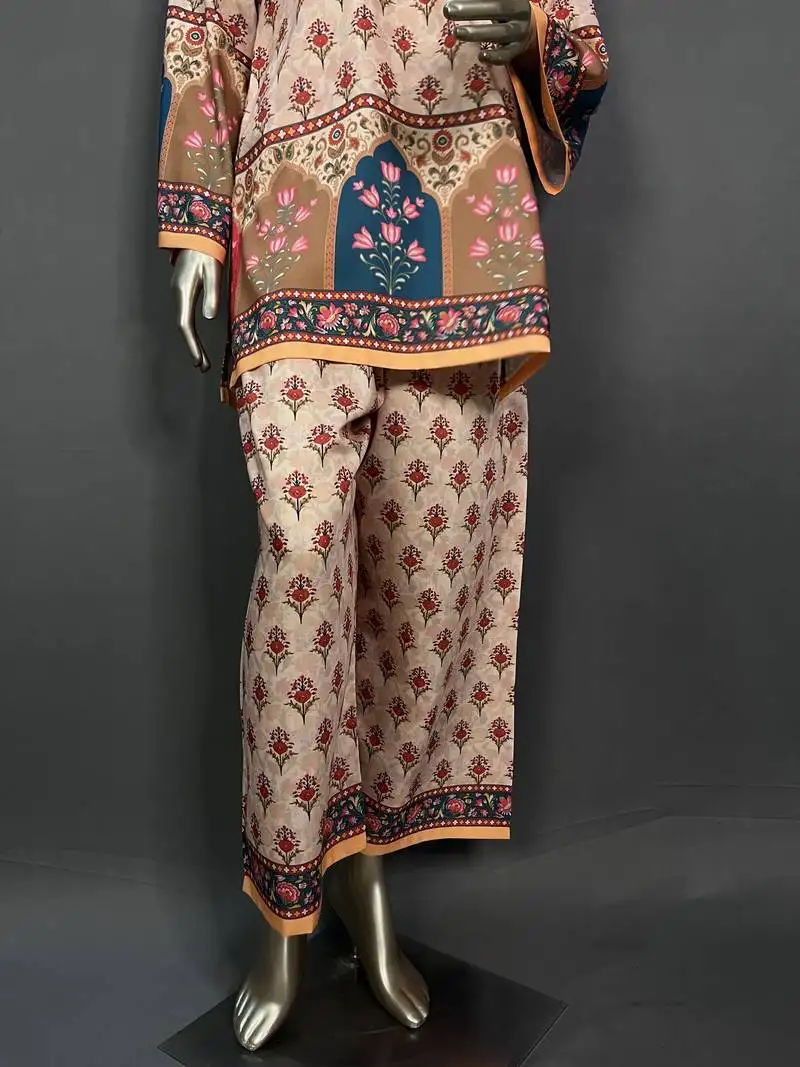 Cream printed kurta set
