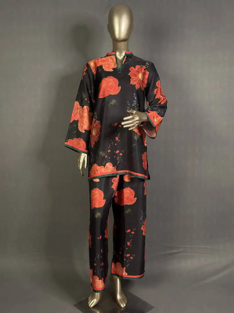 Black printed kurta set