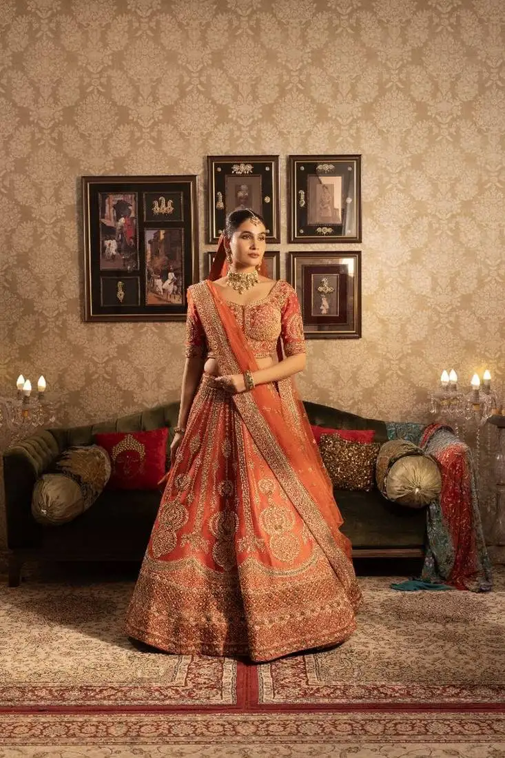 Orange bridal lehenga choli