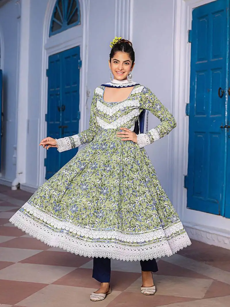 Dua-handblock-pure-cotton-anarkali-suit-set