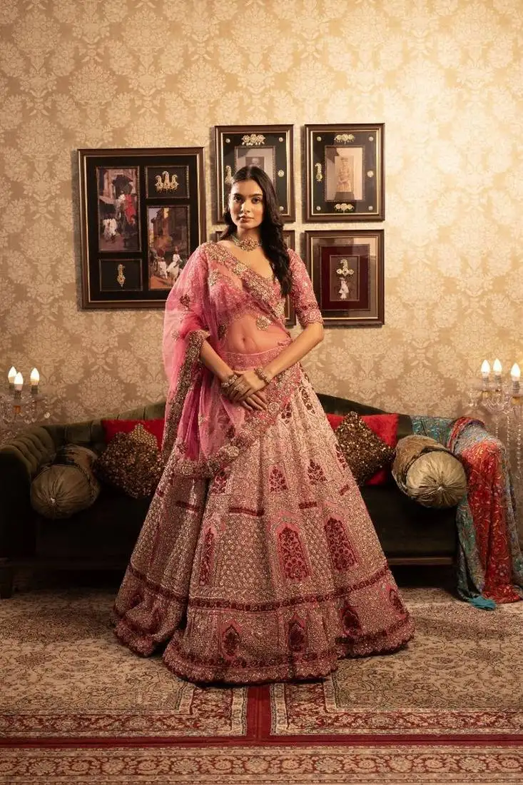 Pastel pink bridal lehenga choli