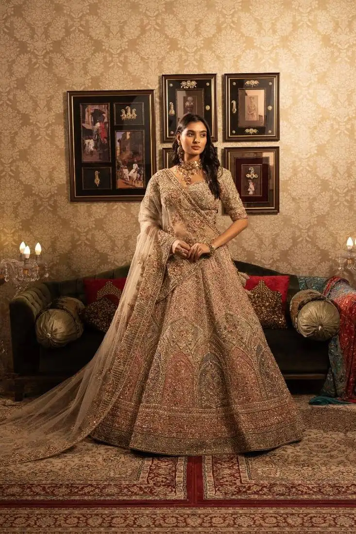 Grey multicolour bridal lehenga choli