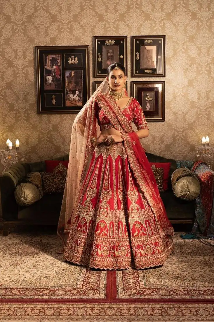 Red designer bridal lehenga choli