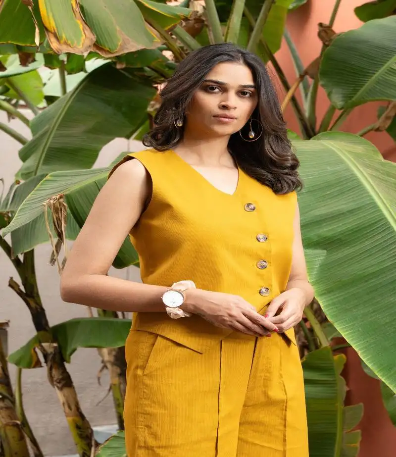 Mustard cotton formal pants