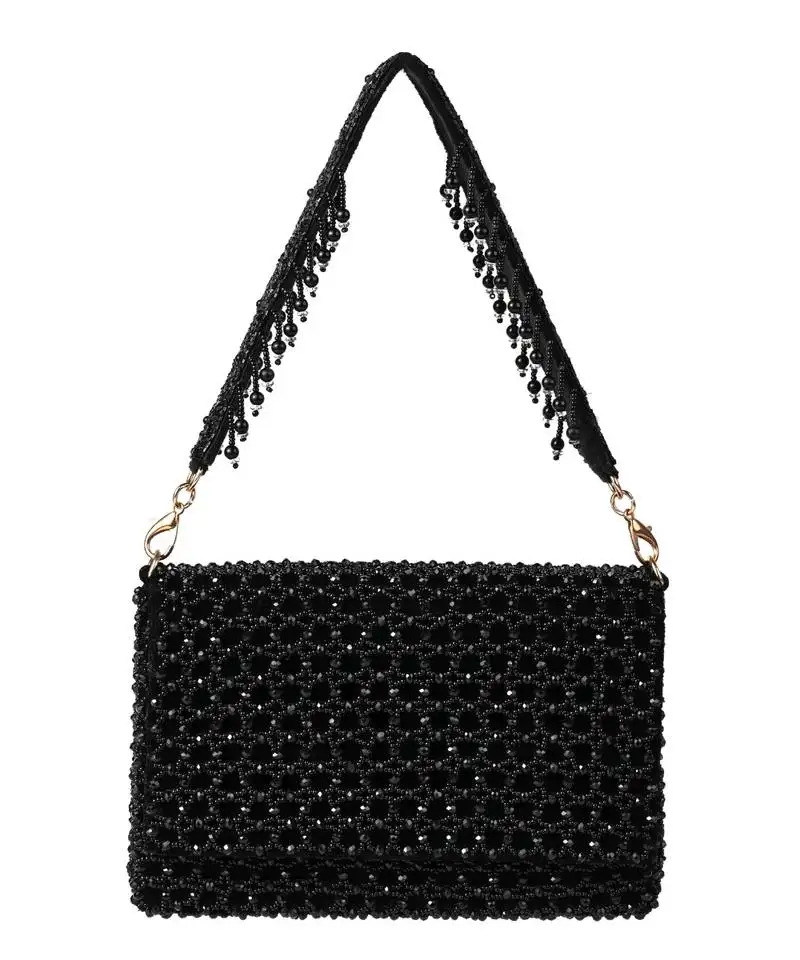 Cathy black suede handcrafted clutch