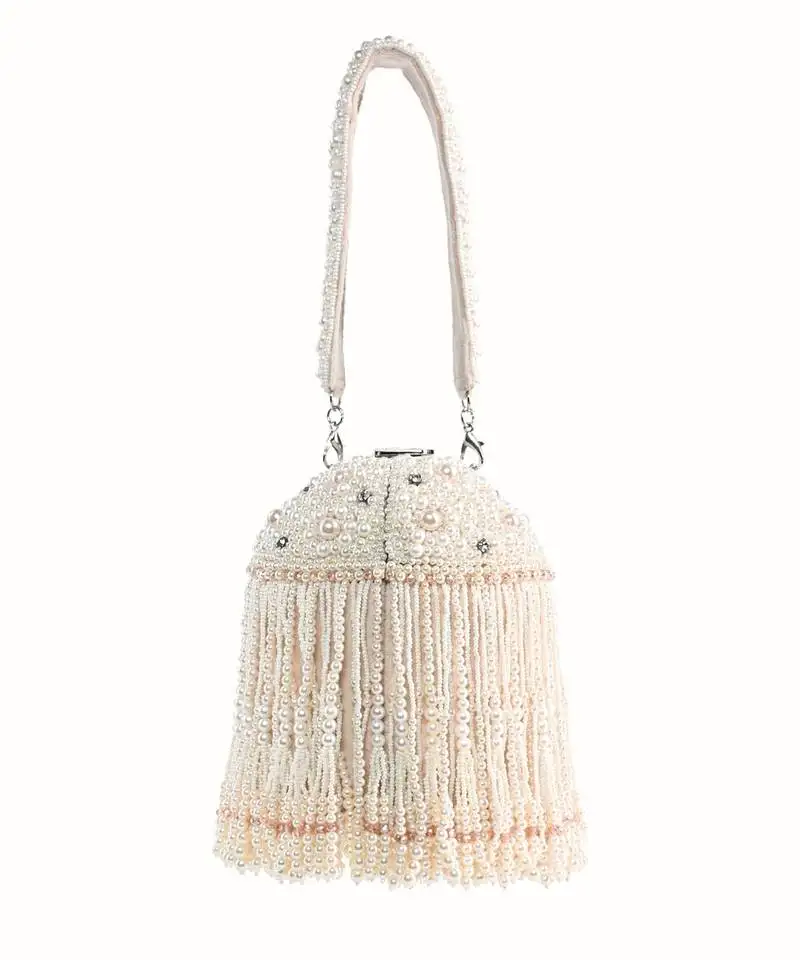 Sophia ivory suede handcrafted bucket bag