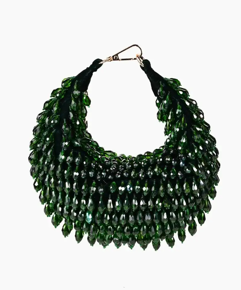 Ophelia green suede embellished hobo bag