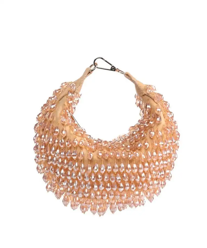 Ophelia gold suede embellished hobo bag