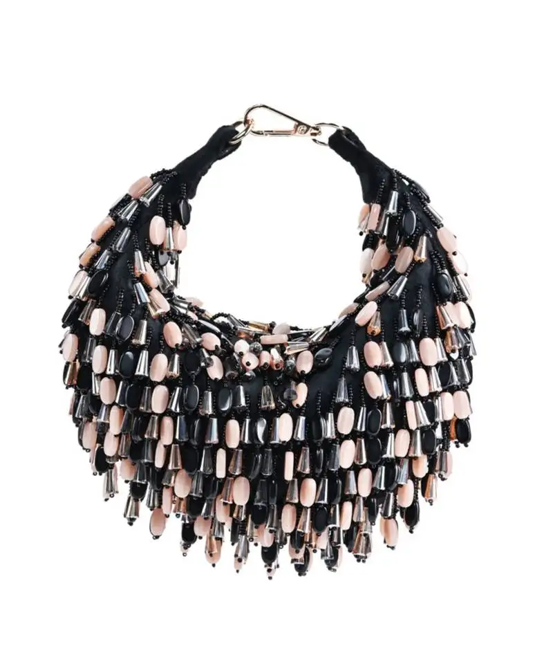 Elly black suede embellished hobo bag