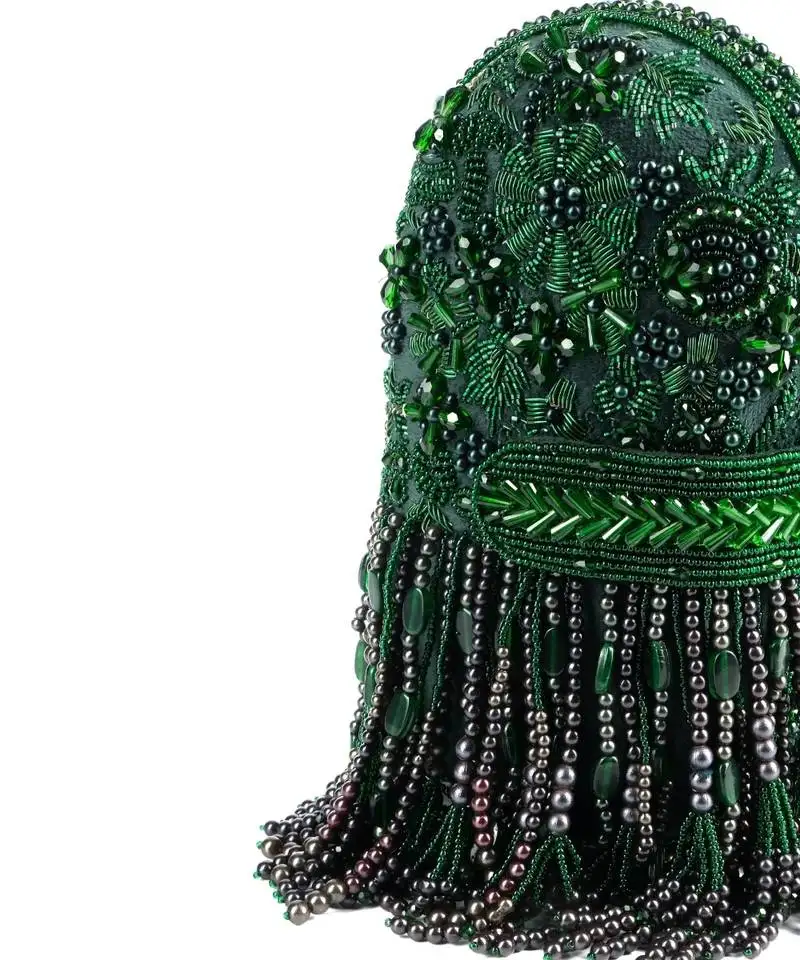 Azmat green suede embellished capsule bag