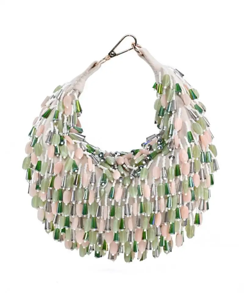 Elly ivory suede embellished hobo bag