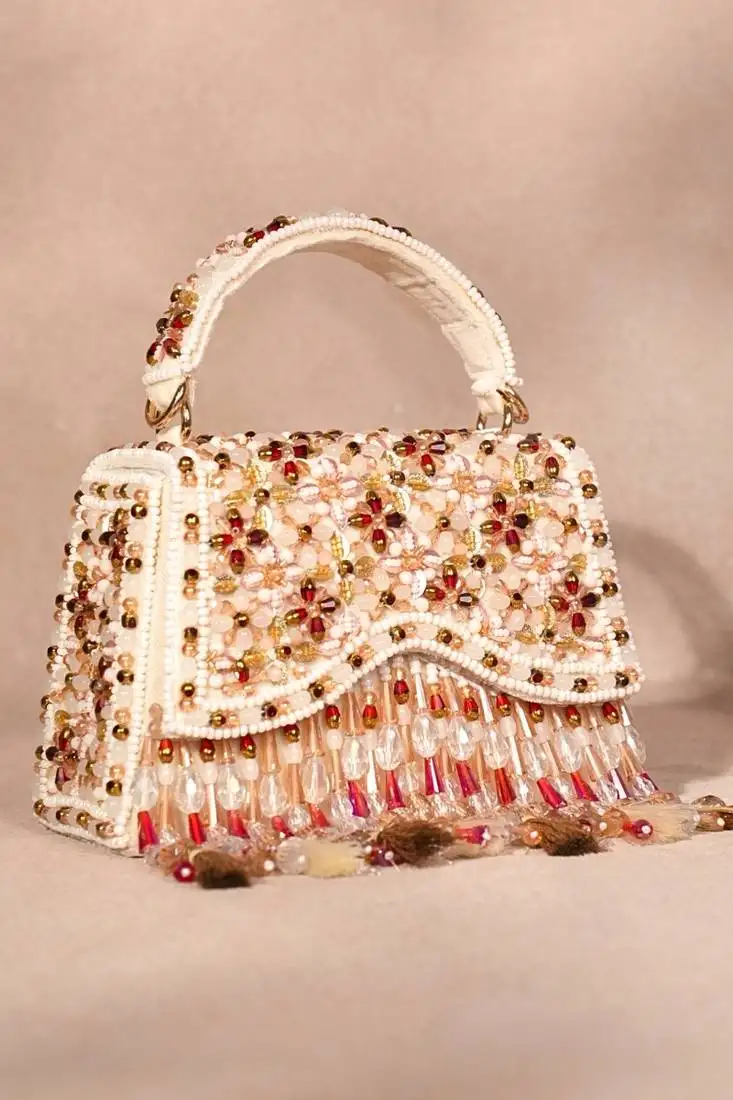 Elara multi color suede embellished box bag