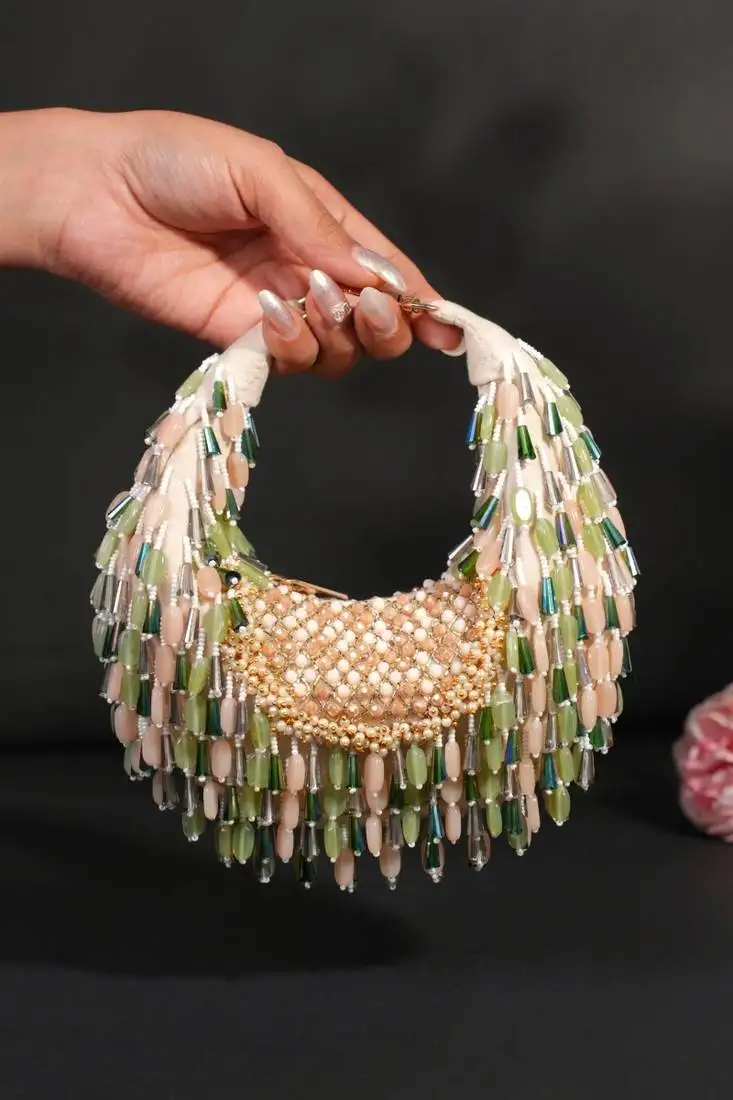 Alara green pastel suede embellished hobo bag