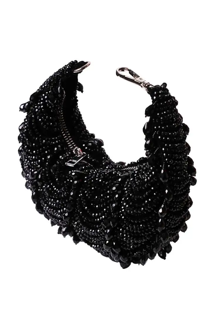 Liona navy blue suede embellished hobo bag