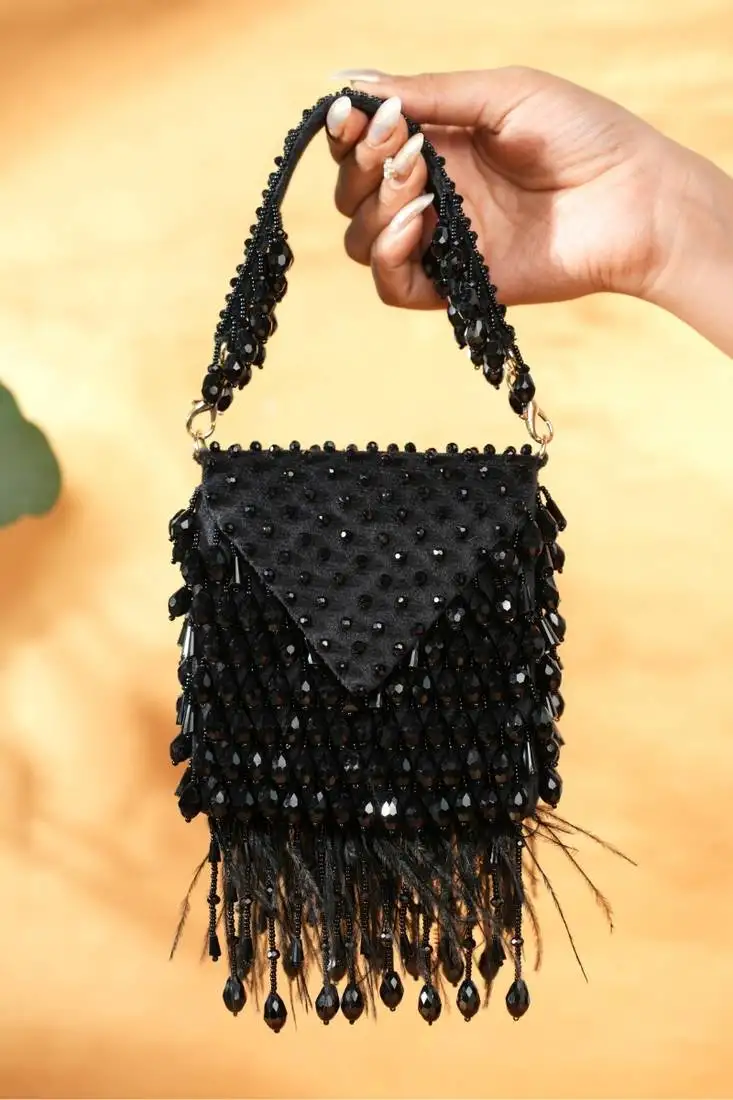Luna black suede embellished mini bag