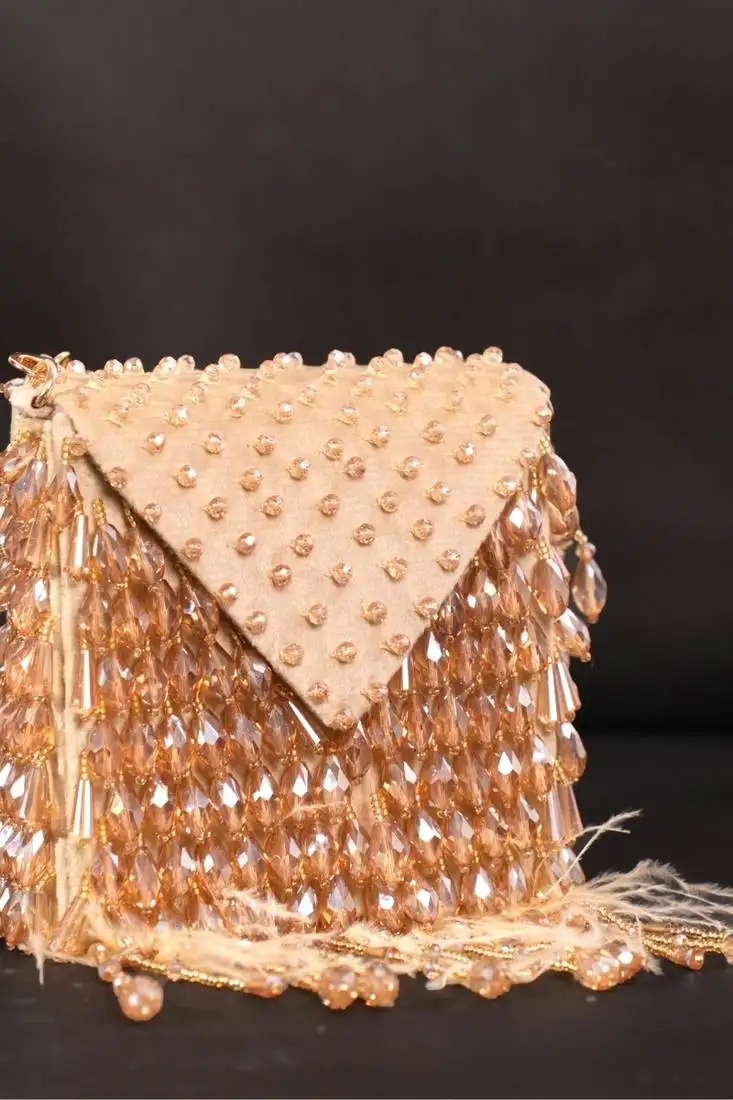 Luna gold suede embellished mini bag