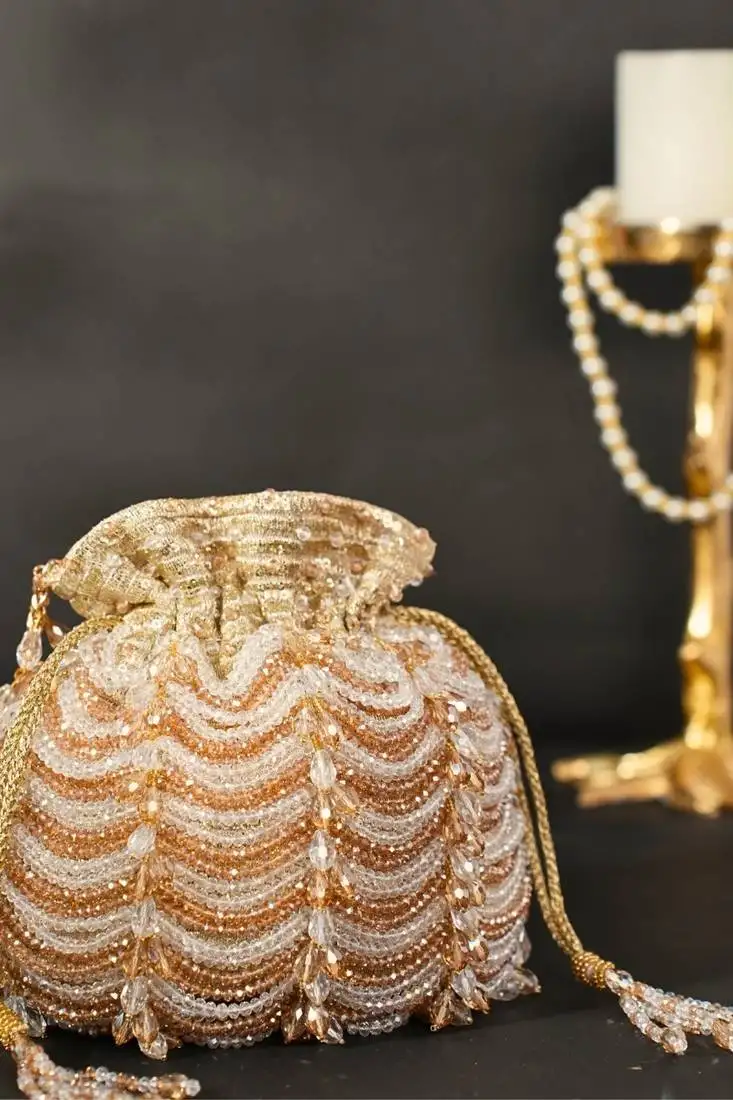 Gulzar gold & silver georgette embellished potli