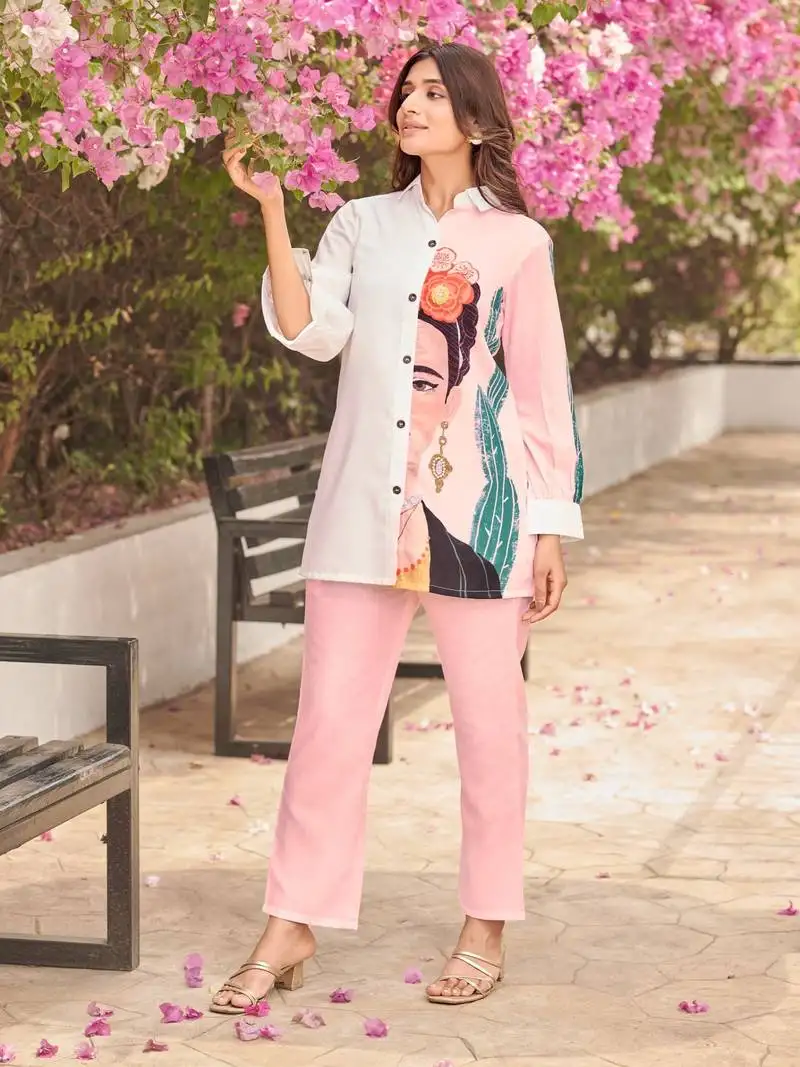 Pink printed cotton iyana pinks co-ord sets