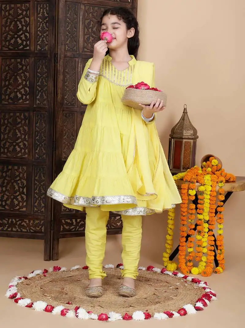 Baby girls festive kurta and churidar set