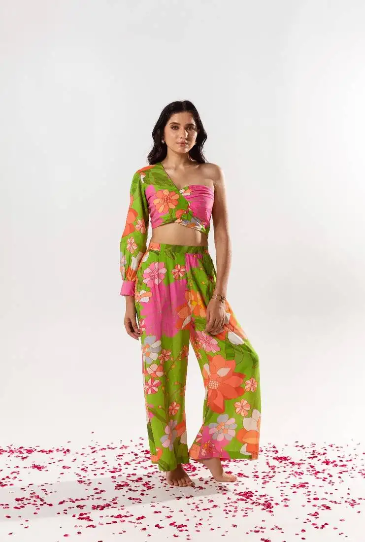 Multicolor cotton silk printed alyssa set