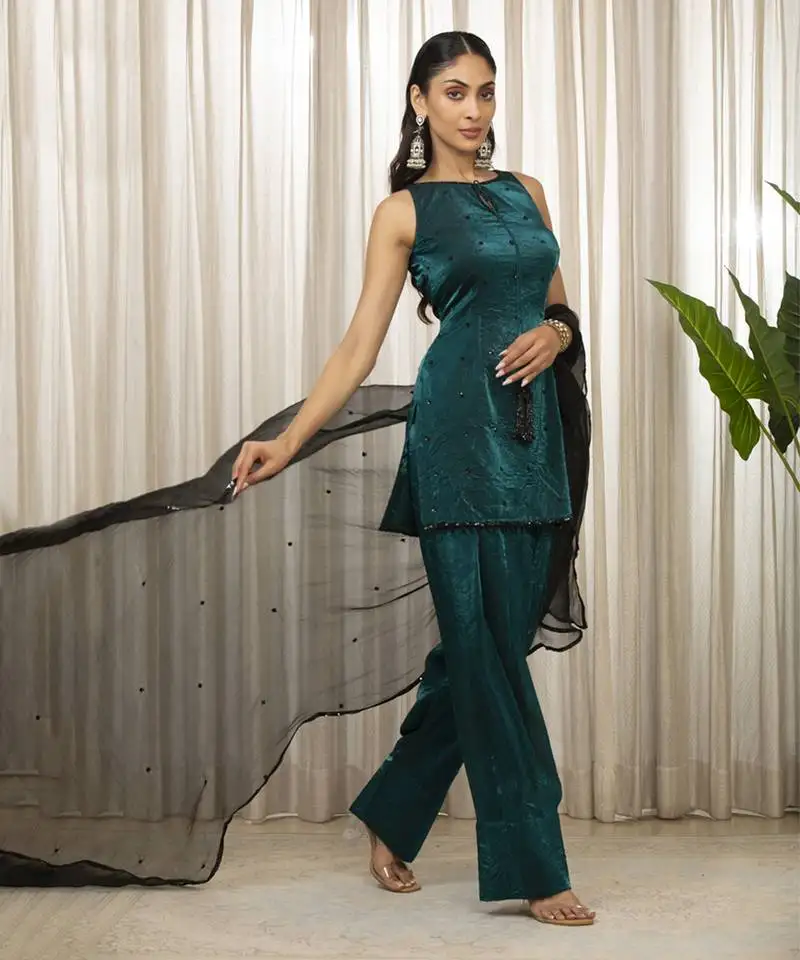 Teal jasmine kurta set