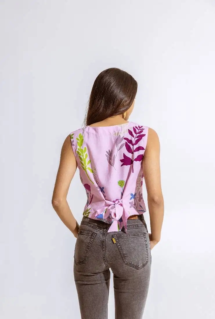 Purple cotton printed chika top