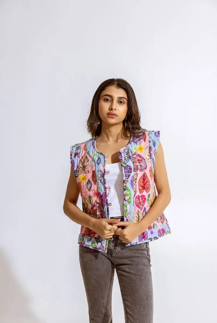 Pink cotton printed hanae jacket