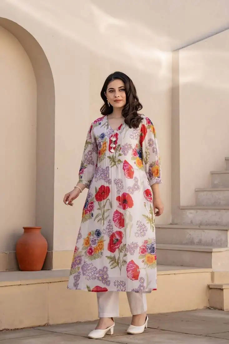 Mariam salmon embroidery lawn suit set