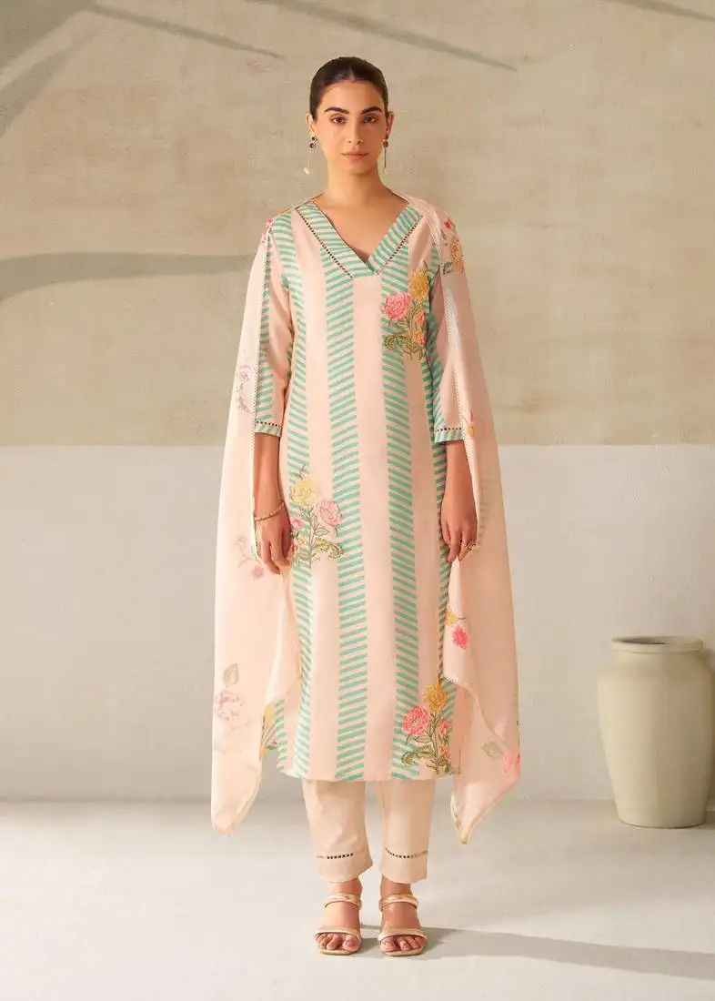 Nadira palegreen linen cotton suit set