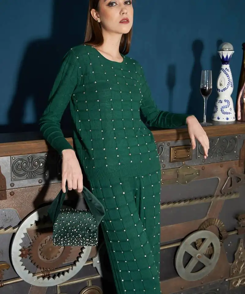 Emerald green velvet based hand bag