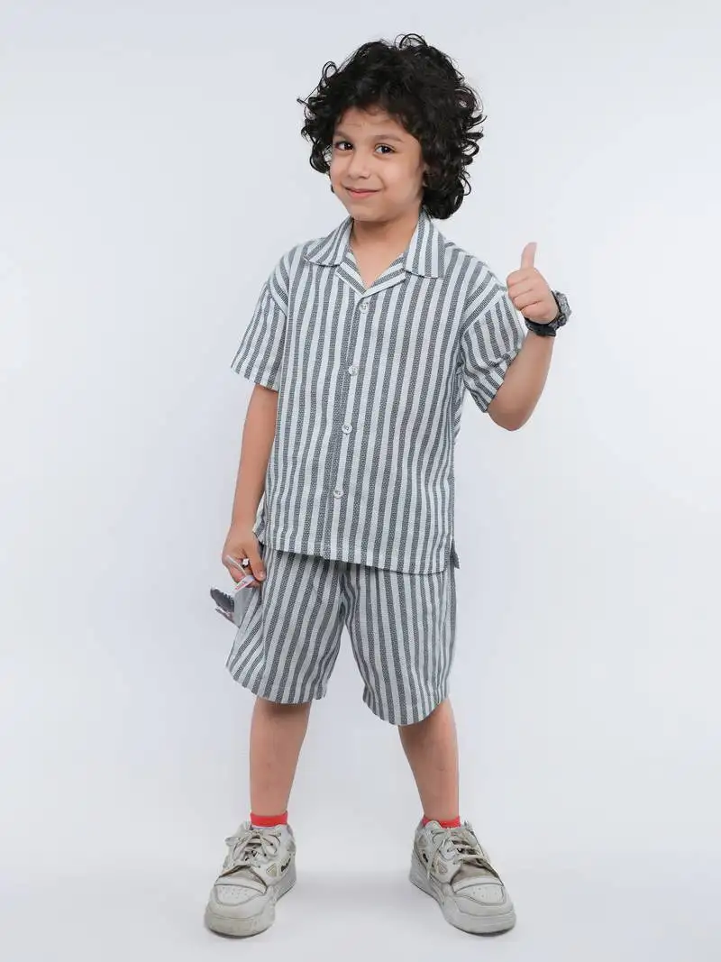 Blue striped jute co-ord set