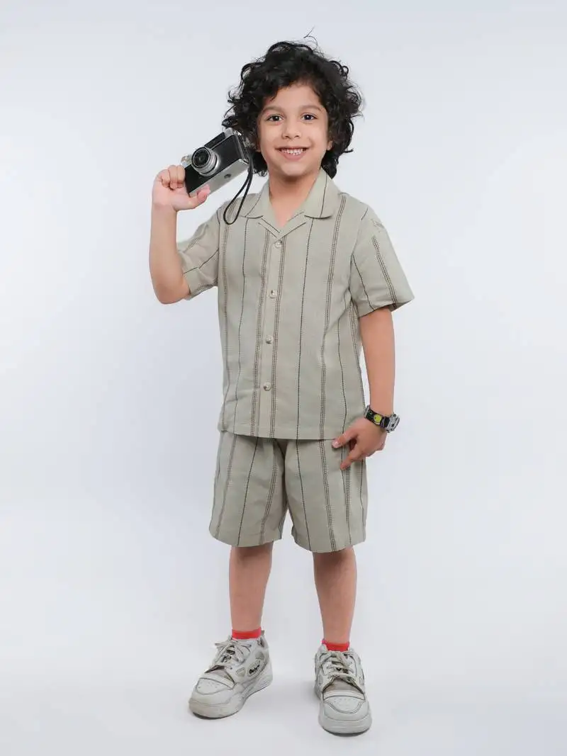 Brown striped linen co-ord set