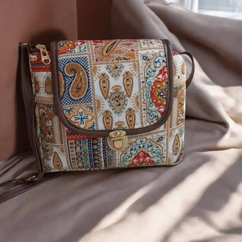 Boho ethnic print sling bag for women – stylish crossbody handbag with lock | royal collection of india