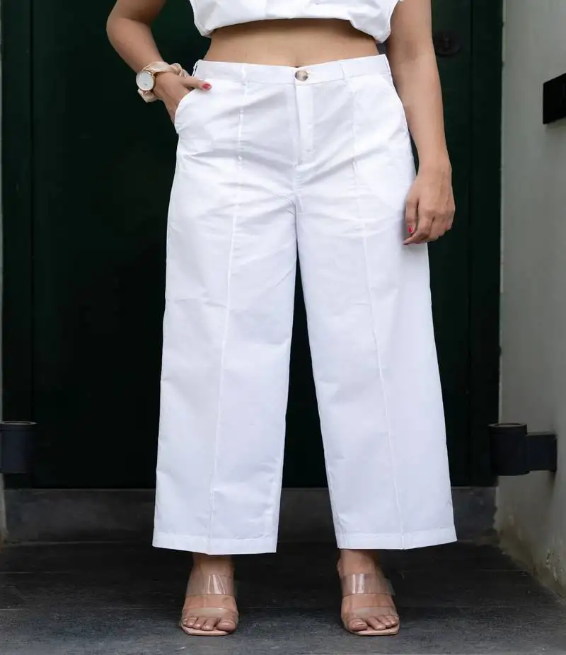 White cotton formal pants