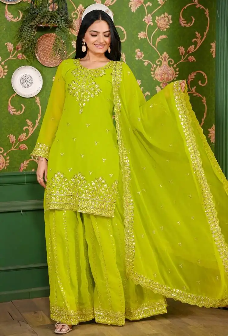 Heavy georgette suit with sequence embroidered work