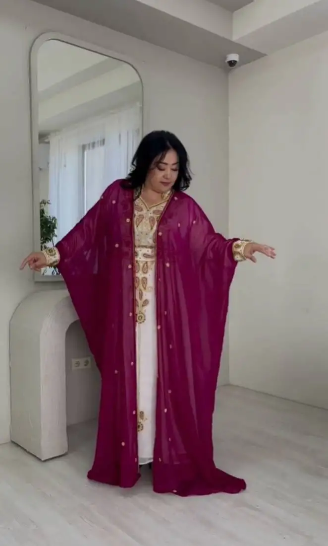 Pink wedding moroccan dubai kaftan arabic abaya dress very fancy long gown
