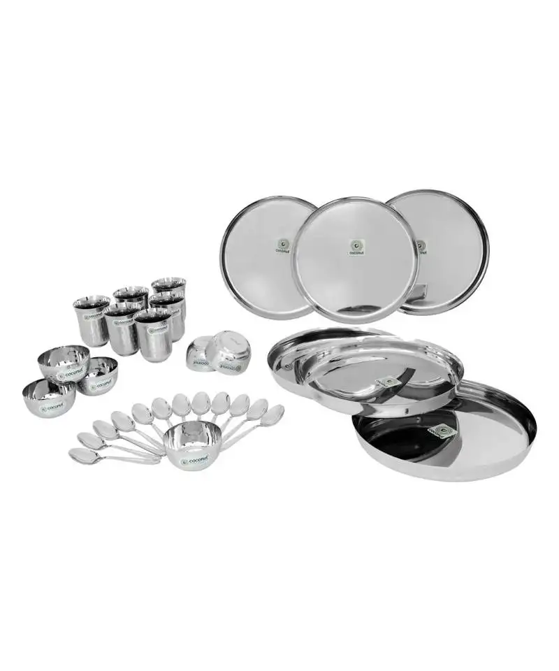 Coconut stainless steel (heavy guage) delight dinner set::Dinnerware & serveware - 30 piece