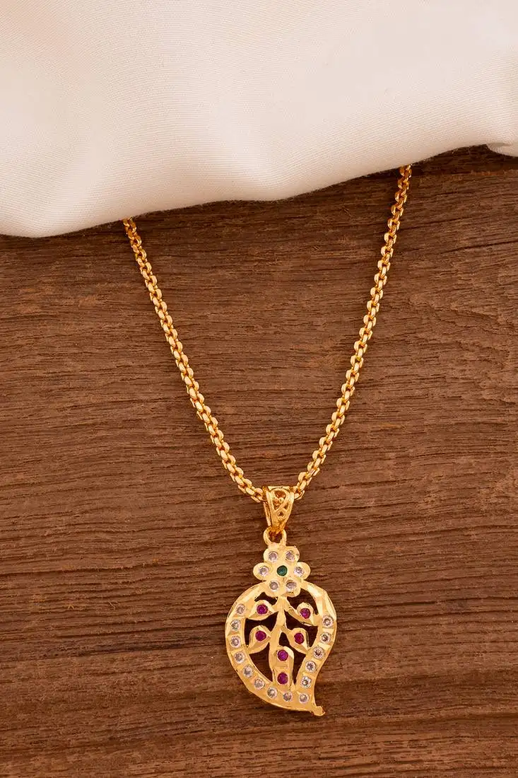 Mango pendant necklace medium length one gram gold