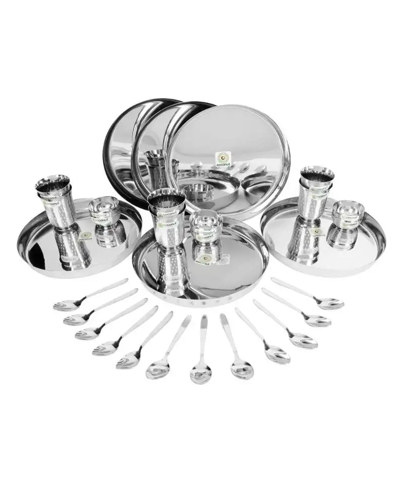 Coconut stainless steel (heavy guage) joy dinner set::Dinnerware & serveware - 30 piece