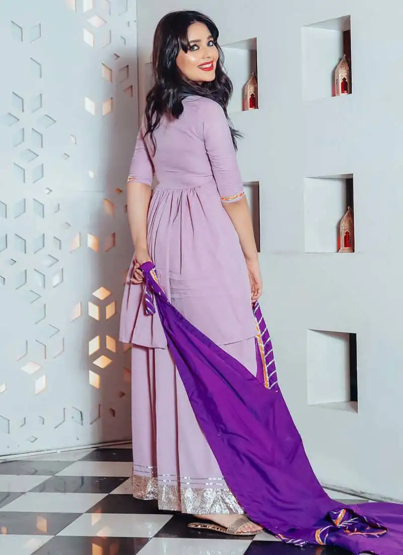 Floral purple suit set with palazzo festival wear suit set with dupatta