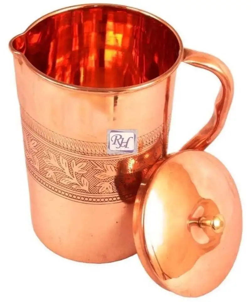 Pure copper designer carving jug pitcher storage drinking water home hotel garden 1750 ml