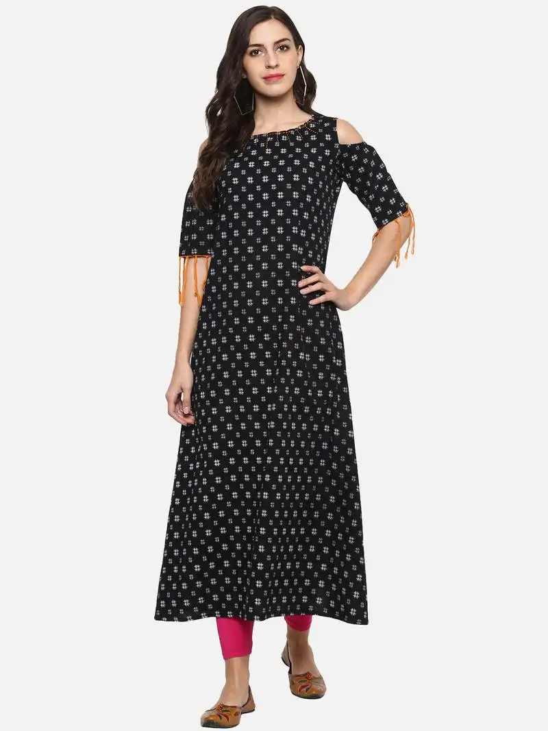 Trendy fringed women  s a-line kurti