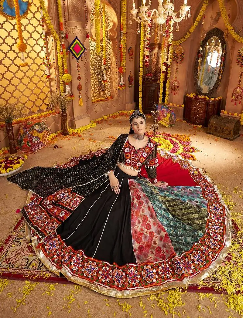 Beautiful embroidered, mirror work lehenga choli set