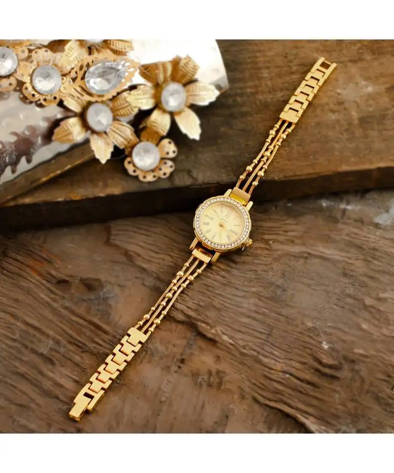 Golden smart look sweet n simple cute elegant watch