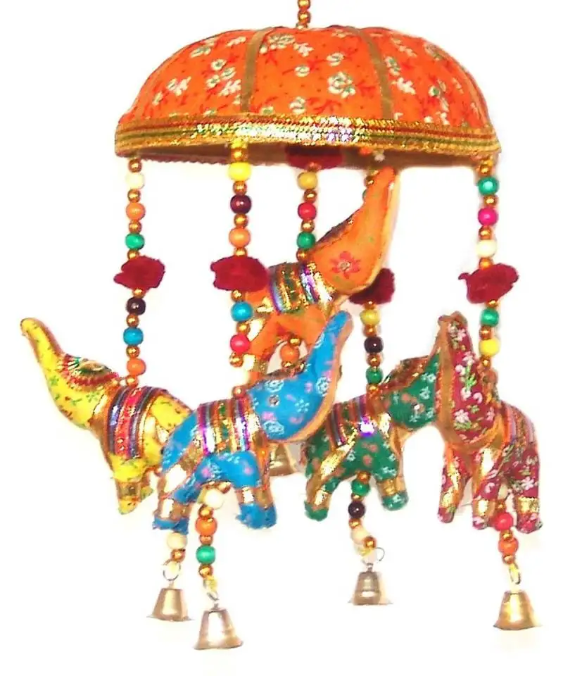 Indian traditional elephant orange umbrella hanging layer of five elephant door hanging, ative hanging